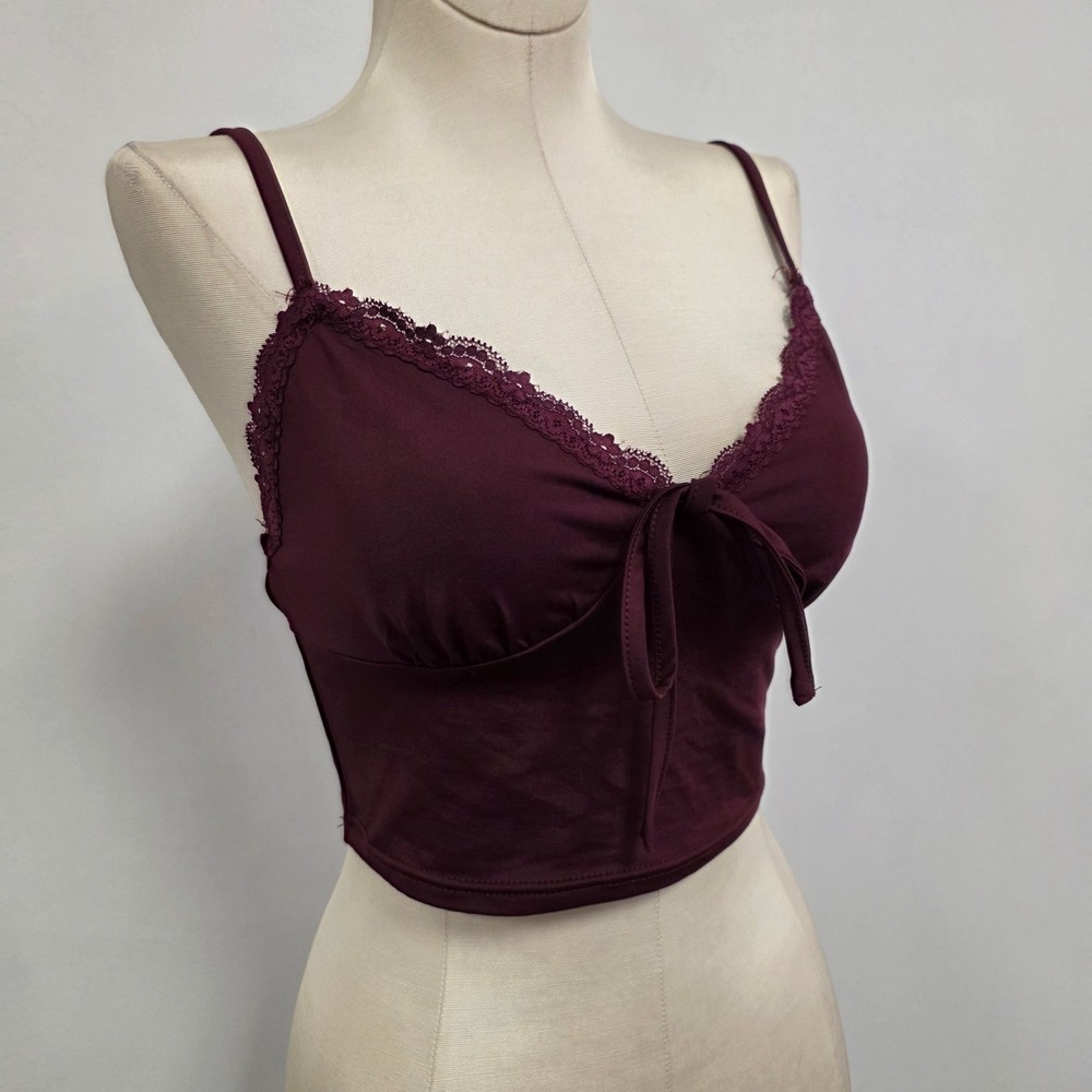 Cropped Babydoll Tank Top Size S Dark Coquette Purple Whimsigoth Witchy Lace